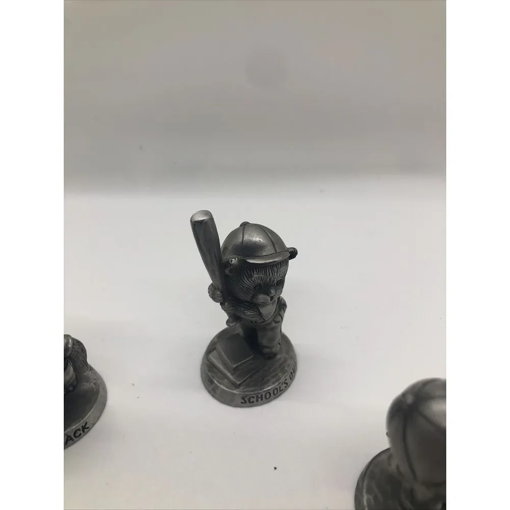 Vintage 1983 Avon Little Pewter‎ School Bears Lot of 4 Figurines